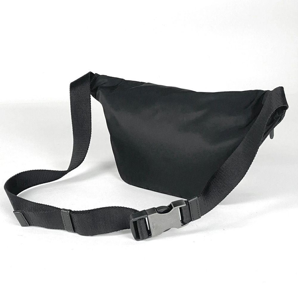 Prada Plate Waist Logo Nero Belt Bag Bum Clutch Black Body Crossbody